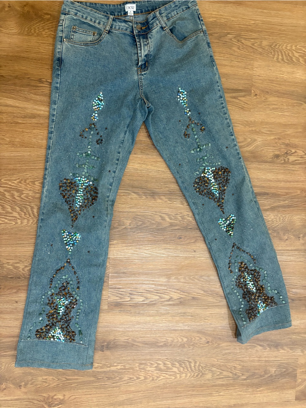Cache Vintage Embellished Blue Women’s Jeans